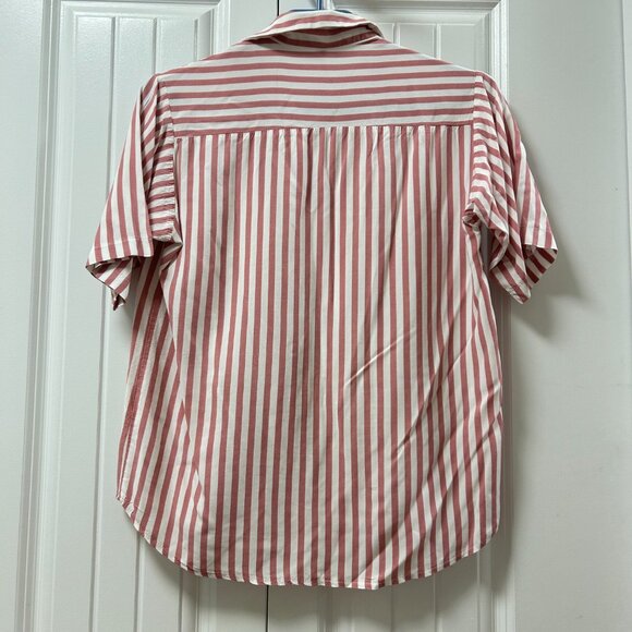 OAK + FORT Striped Short Sleeve Button Up Top - Picture 2 of 7